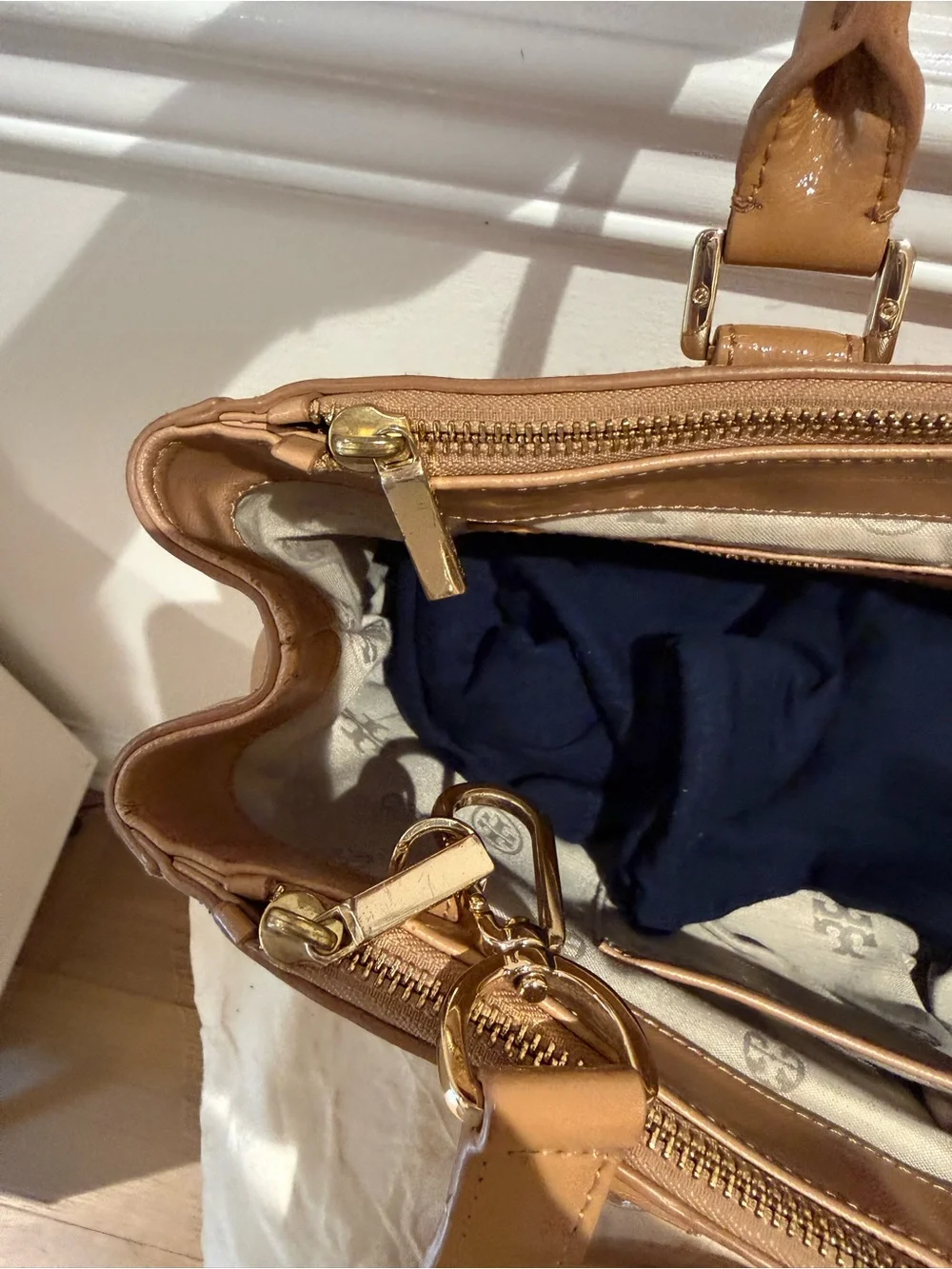 Tory Burch Robinson Double Zip Tote Tan